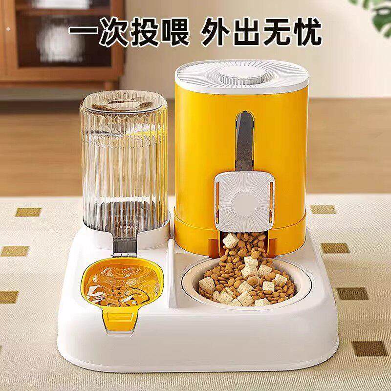 猫碗狗碗猫食盆猫咪猫粮自动喂食器饮水一体猫盆不锈钢宠物喝水碗