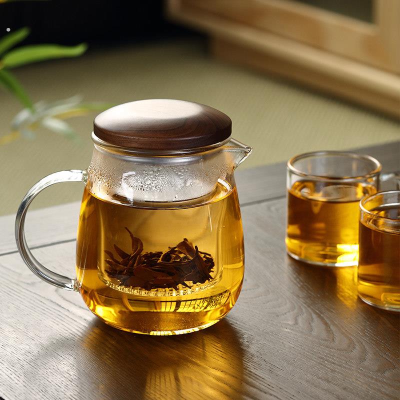 加厚玻璃泡茶杯茶水分离过滤杯家用办公室三件杯鹰嘴红茶杯冲茶器