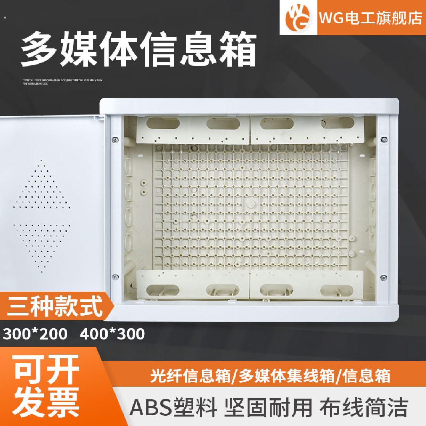 全塑料多媒体信息箱光纤入户箱弱电箱弱电配电箱家用大号400*300
