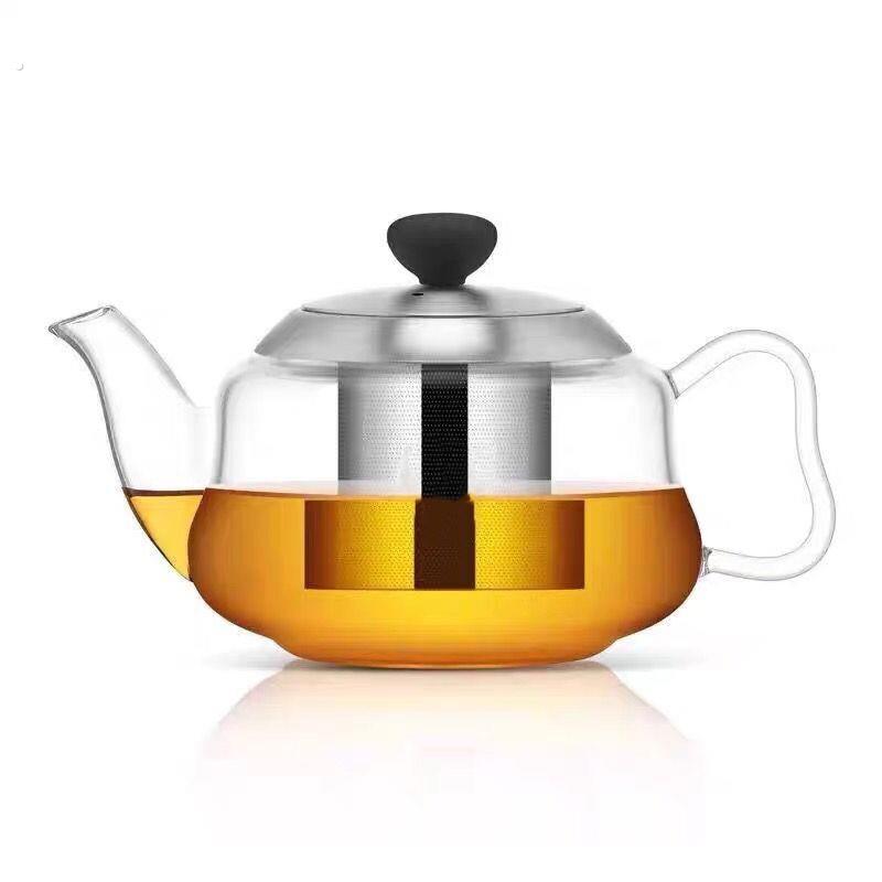 加厚耐高温玻璃茶壶小号家用不锈钢过滤冲茶器功夫红茶加热泡茶壶