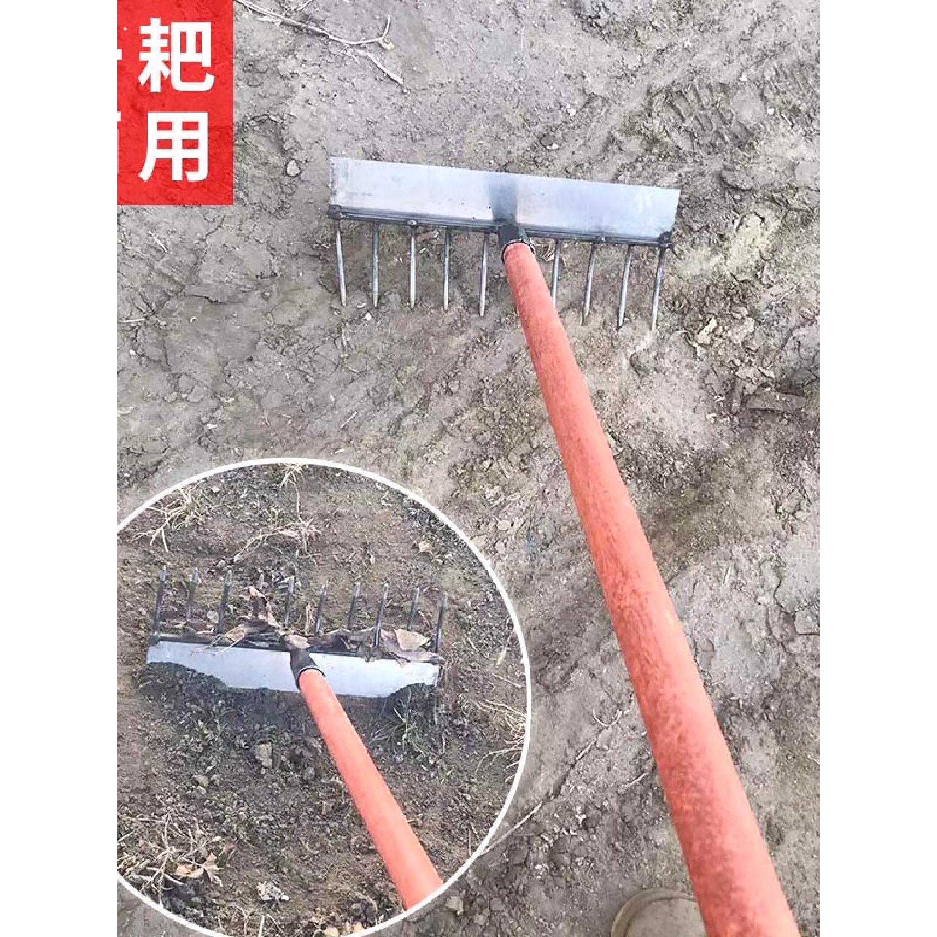两用耙子翻地松土神器开荒平地农用工具晒粮食刮耙十齿钉耙铁耙子