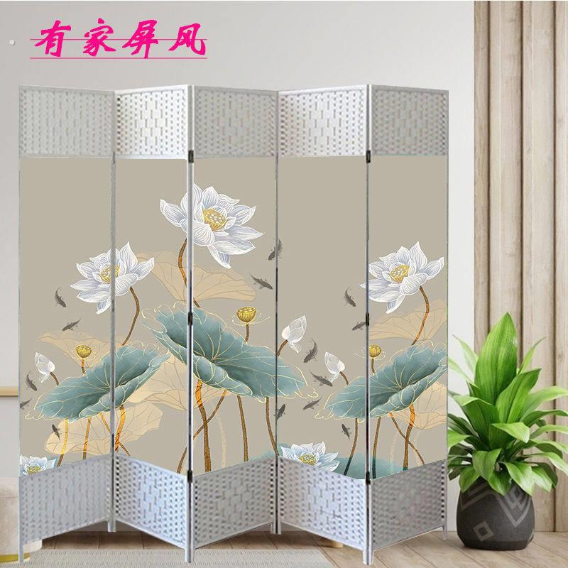 移动家用简易屏风隔断客厅可折叠山水画遮挡卧室
