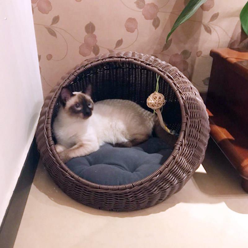 藤编猫窝狗猫吊篮夏季编藤狗窝猫咪编织凉窝夏天帐篷四季通用竹编