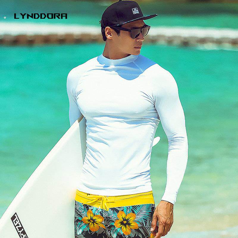 韩国男士泳衣长袖潜水服上衣防晒速干游泳衣水母衣冲浪服浮潜套装