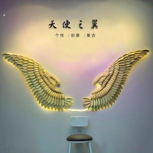 工业风墙面装饰挂件复古铁艺翅膀壁挂墙饰酒吧餐厅墙面背景装饰品
