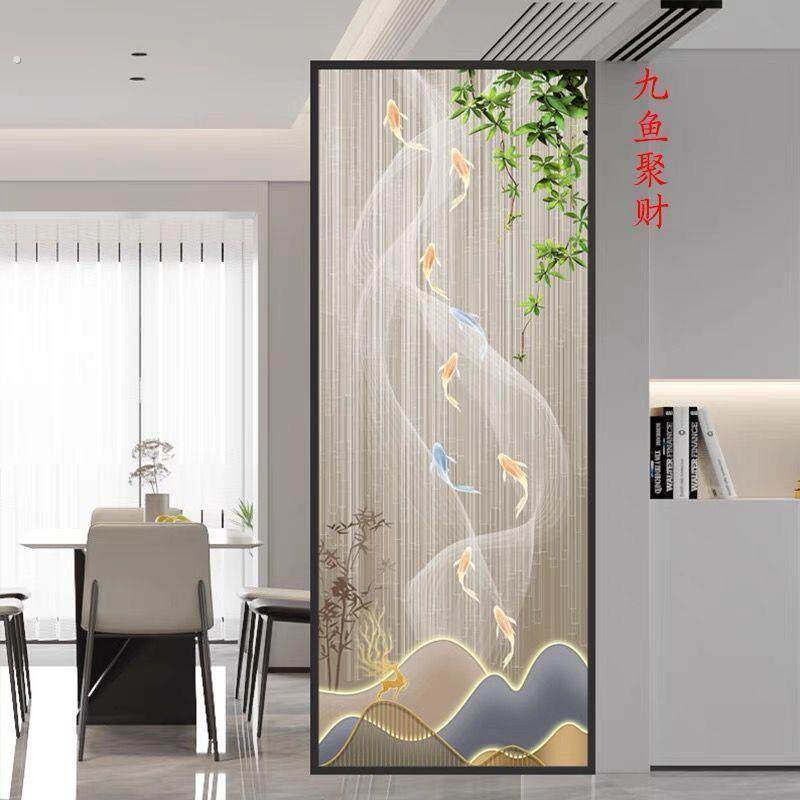 现代简约轻奢艺术玻璃屏风隔断半墙客厅遮挡入户玄关进门卧室
