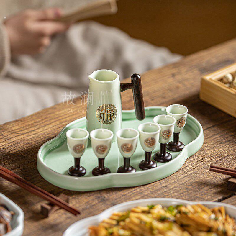 白酒家用分酒器古风酒壶陶瓷小酒杯酒具套装公司商用礼盒定制
