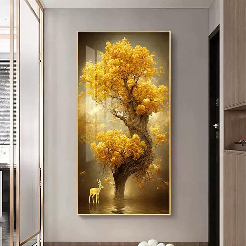 发财树入门玄关装饰画高端走廊过道大气好寓意挂画现代简约新壁画