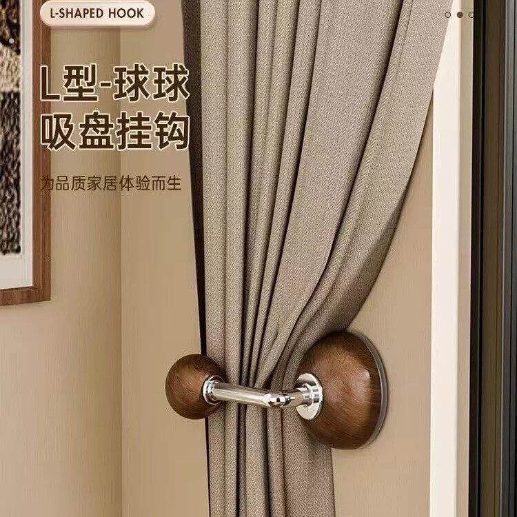 胡桃木窗帘挂钩钩子固定器免打孔无痕绑带玄关进门钥匙钩吸盘挂钩