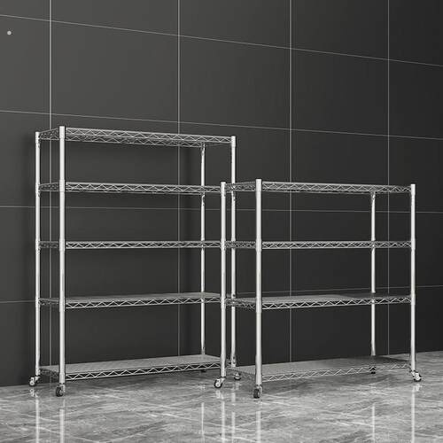 全不锈钢仓库货架带轮线网移动置物架家用物料架展示架子阳台收纳