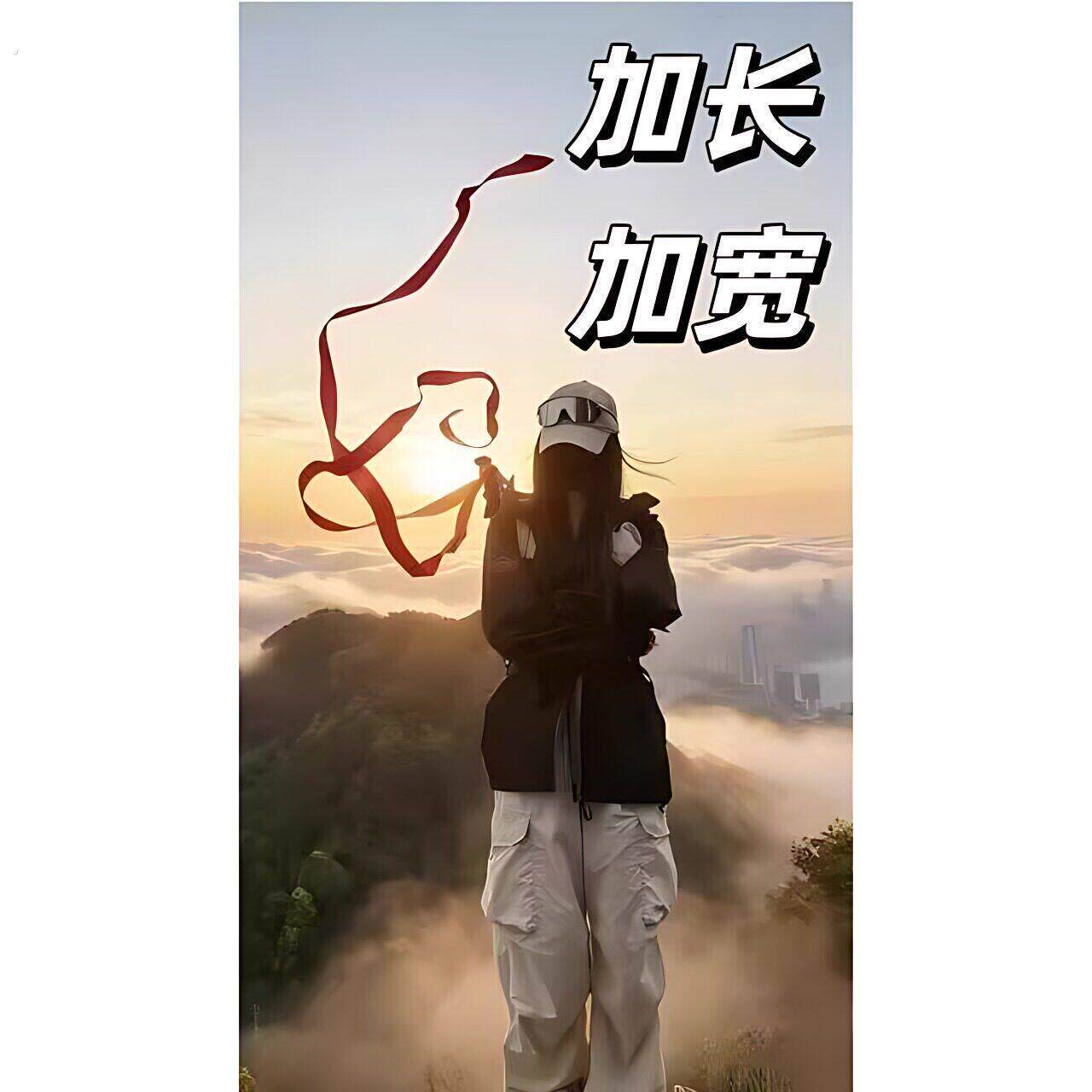 登山杖红丝带装饰飘带户外徒步爬山拍照出片道具旅游纪念超长红色