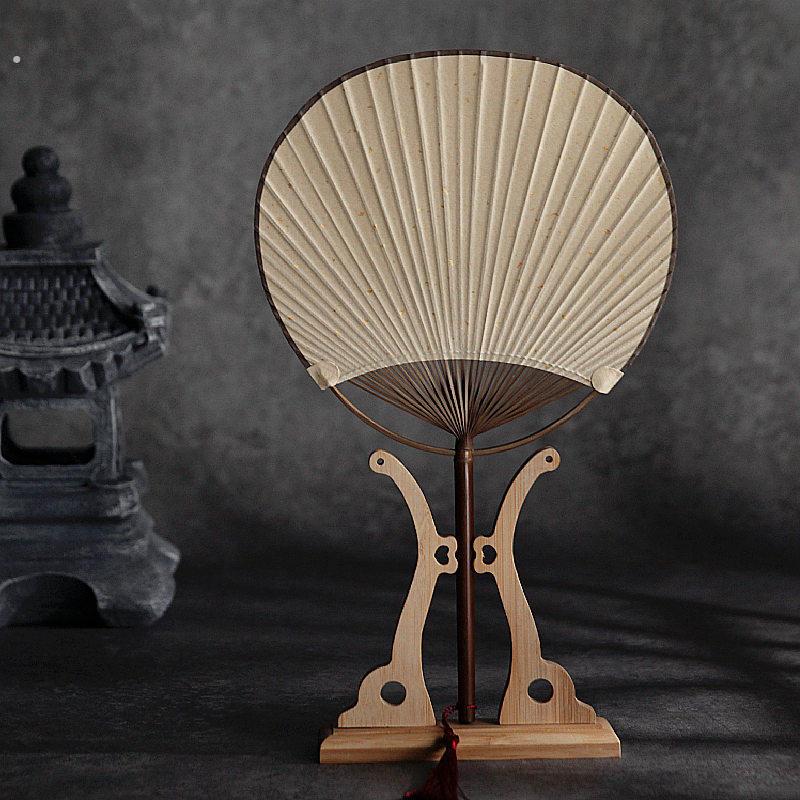 仿紫竹古风扇子圆形和风汉服宣纸竹柄复古团扇桃型蒲扇可题字宫扇