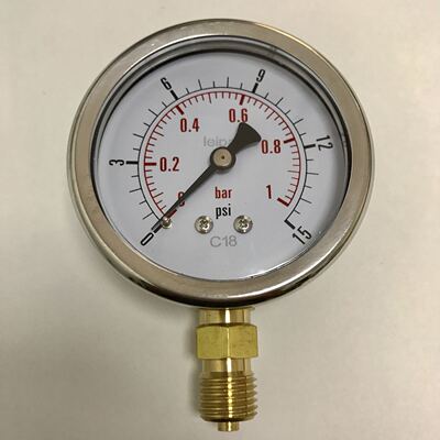 压力表 直径63mm (前面68mm后61mm)压力1bar 15psi 螺纹m14x1.5