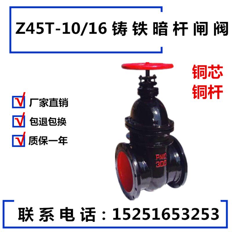 Z45T-16 铸铁法兰铜杆铜芯暗杆闸阀DN40 50 65 80 100 150 200