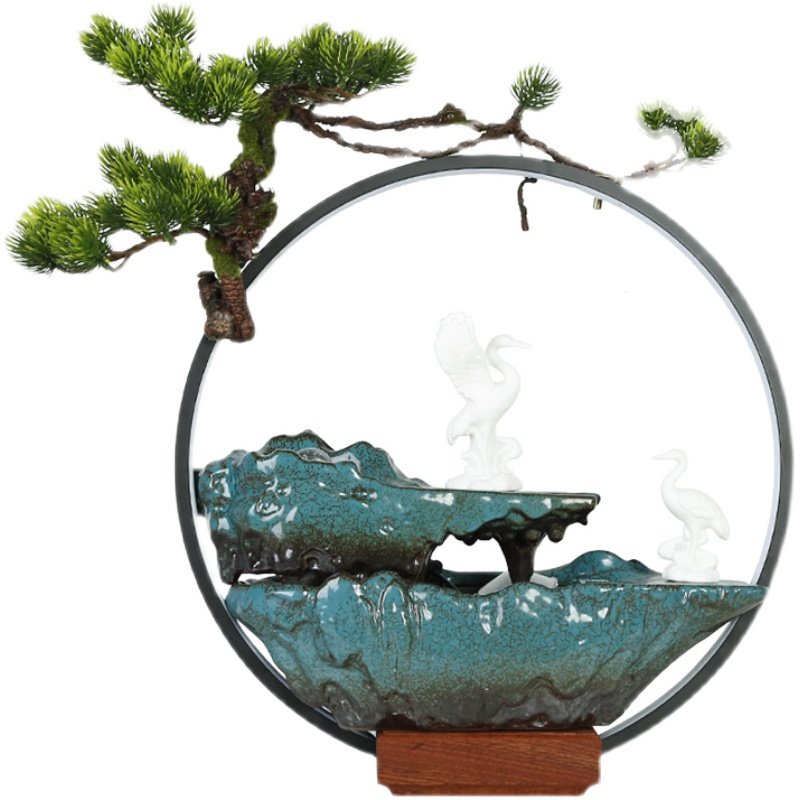 创意中式喷泉循环流水摆件家居客厅办公室雾化加湿器乔迁开业礼品