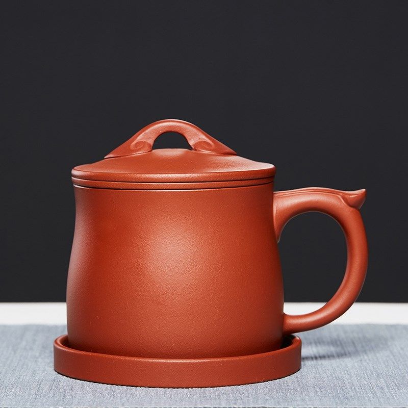 尊壶宜兴原矿大红袍紫砂杯大容量带盖过滤内胆男办公茶缸泡茶杯子
