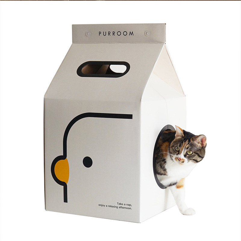 超萌小鸡盒 宠物猫咪封闭抓板猫窝瓦楞纸箱用品耐磨爪牛奶屋一体