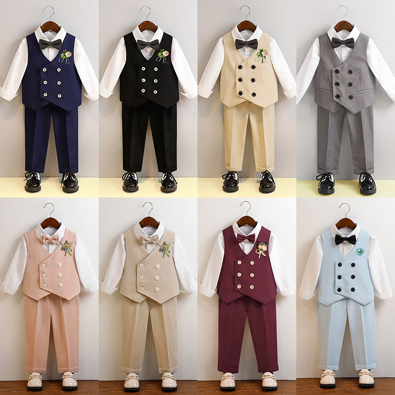 男童礼服夏季儿童西装马甲套装休闲洋气小孩西服婚礼花童表演出服