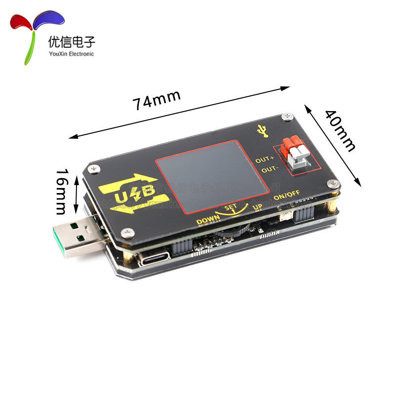 XY-UDP 数控USB彩屏电源升降压模块恒压恒流5V转9V12V24VUSB升压