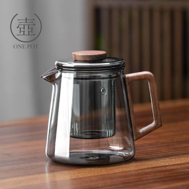 一壶+玻璃耐高温泡茶壶轻奢单壶带盖子过滤茶水分离功夫茶具花茶