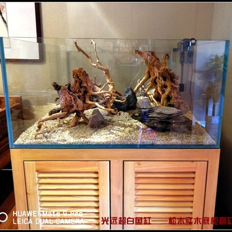 光远 超白鱼缸定做 金晶超白玻璃 松木实木底柜龙缸 草缸 海水缸