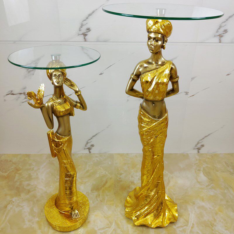 客厅落地摆件家居装饰品沙发角落角几欧式非洲美女酒店西餐厅摆设