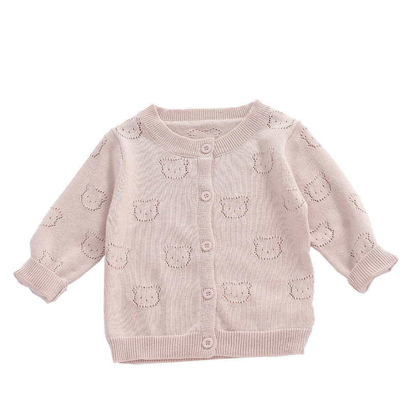 女童开衫纯棉百天婴儿针织衫新生宝宝外套公主毛衣空调衫春夏薄款