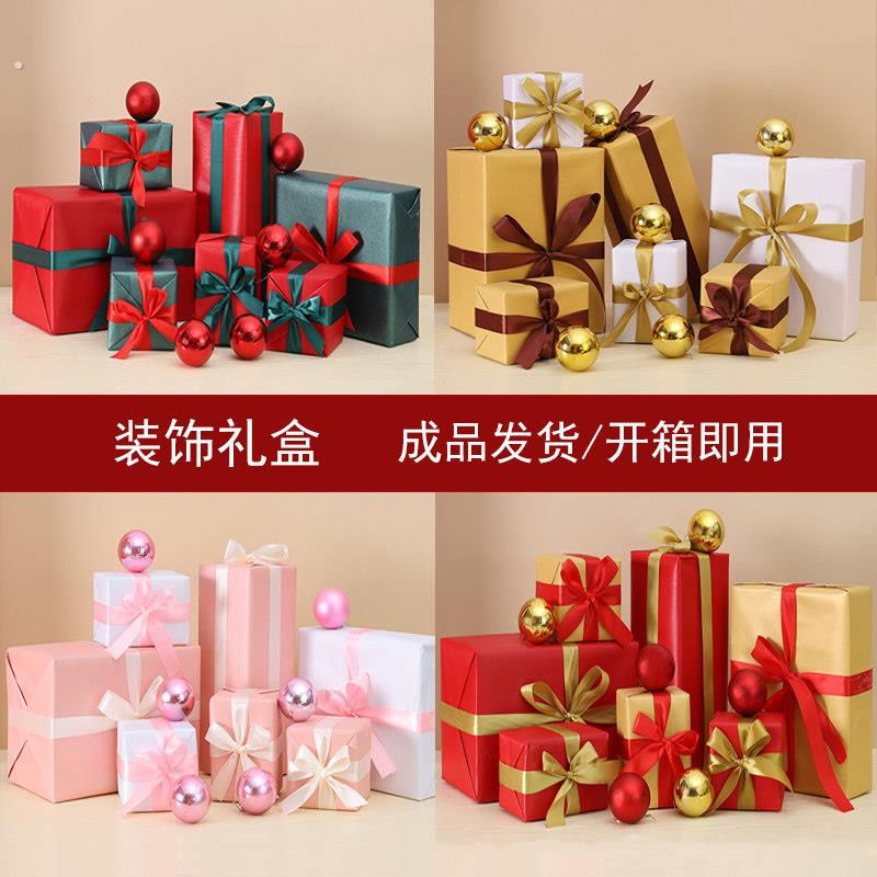 耶诞礼盒新年元旦货架盒子美陈道具耶诞树橱窗布置摆件耶诞装饰品