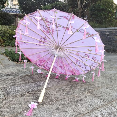 古风汉服油纸伞舞蹈绸布伞旗袍走秀伞流苏花瓣伞cos拍照道具伞