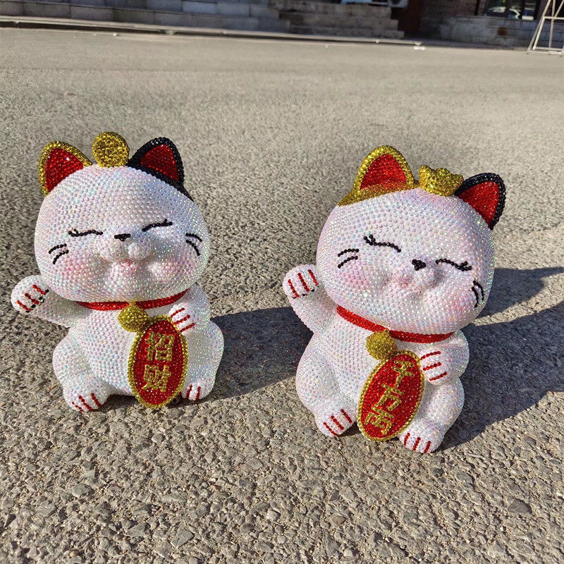 招财猫摆件存钱罐贴钻可爱创意储蓄罐防摔生日礼物卡通儿童零钱罐