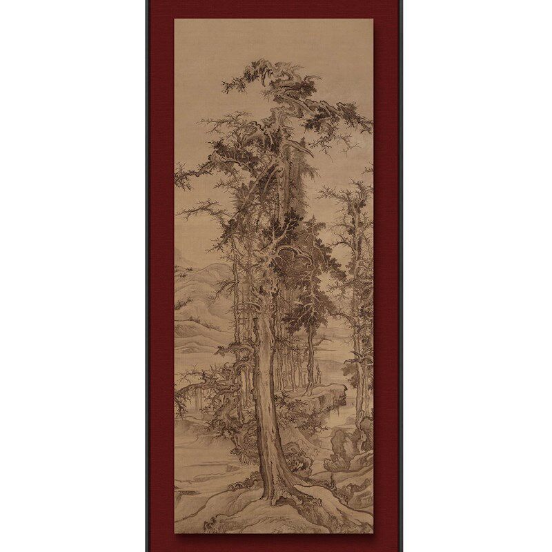 新中式客厅沙发背景墙挂画茶室竖款大幅装饰画办公室酒店风景壁画