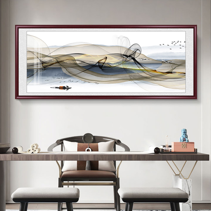 抽象山水画国画新中式客厅装饰画办公室挂画水墨壁画沙发背景墙画