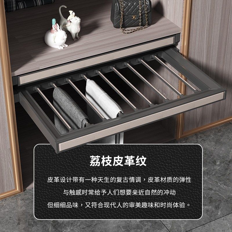 裤架衣柜内置伸缩抽拉式家用多功能滑轨衣帽间五金配件西裤裤抽架