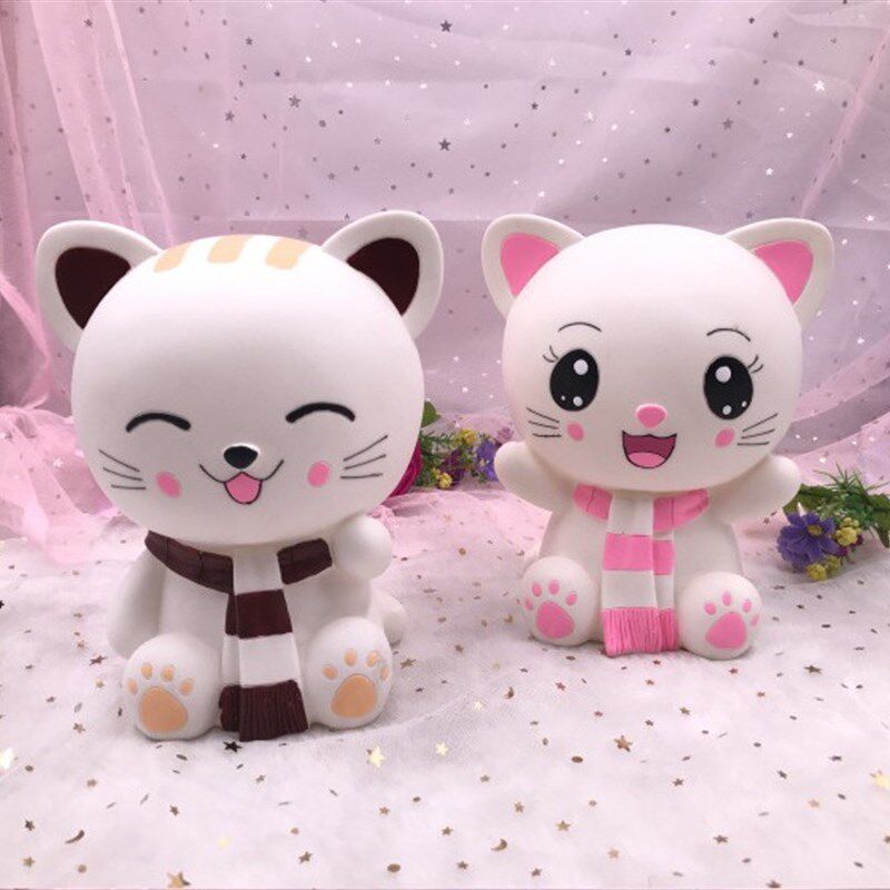 节日礼物 妹妹少女心可爱小猫存钱罐不怕摔搪胶储蓄罐猫咪储钱罐