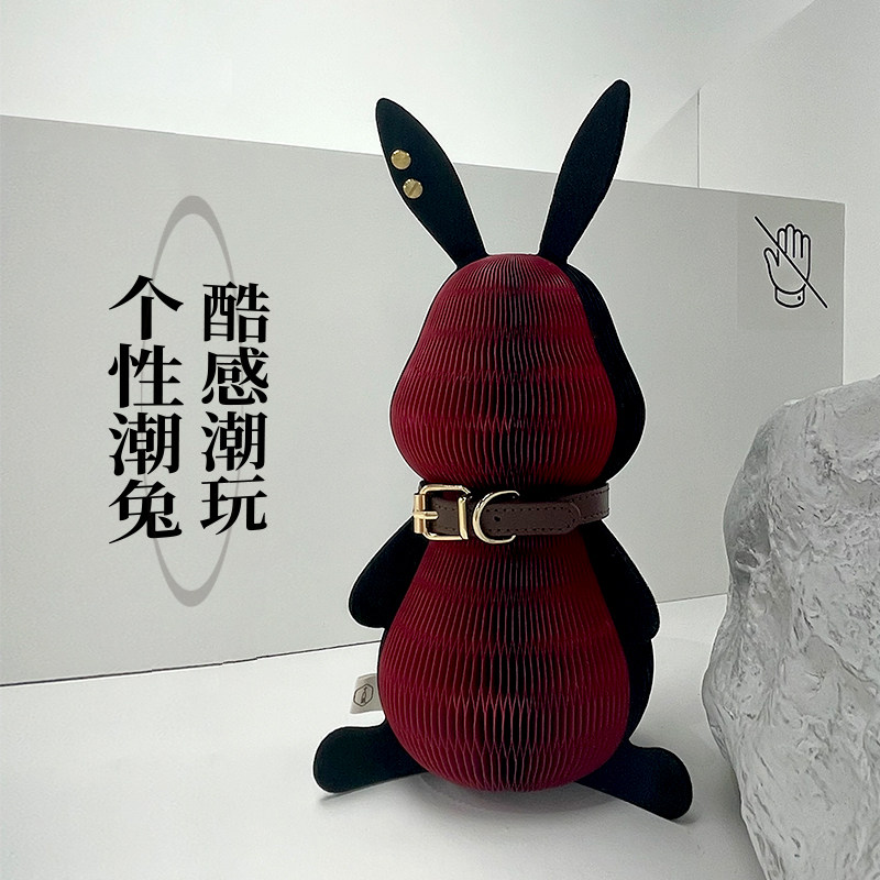 十八纸兔子摆件办公室车载室内装饰品卡通玩偶送礼可爱礼品饰品