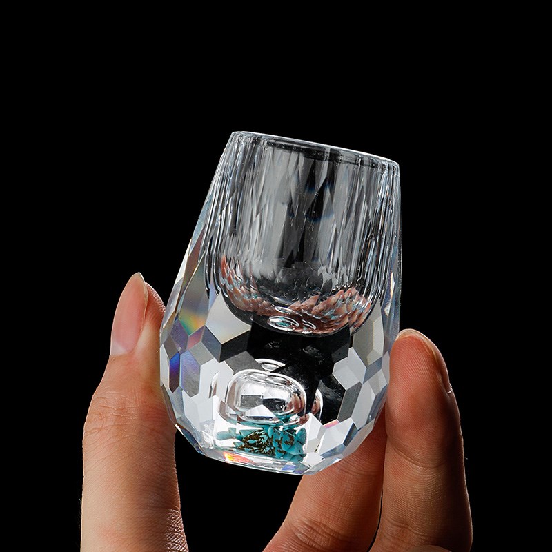 绿松石切面水晶白酒杯分酒器套装高档酒具家用小号一口杯酒盅送礼