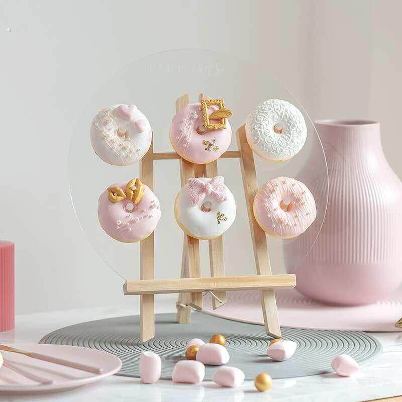 亚克力甜甜圈展示架装饰婚庆木架桌面甜品摆台冰淇淋甜筒支架子板