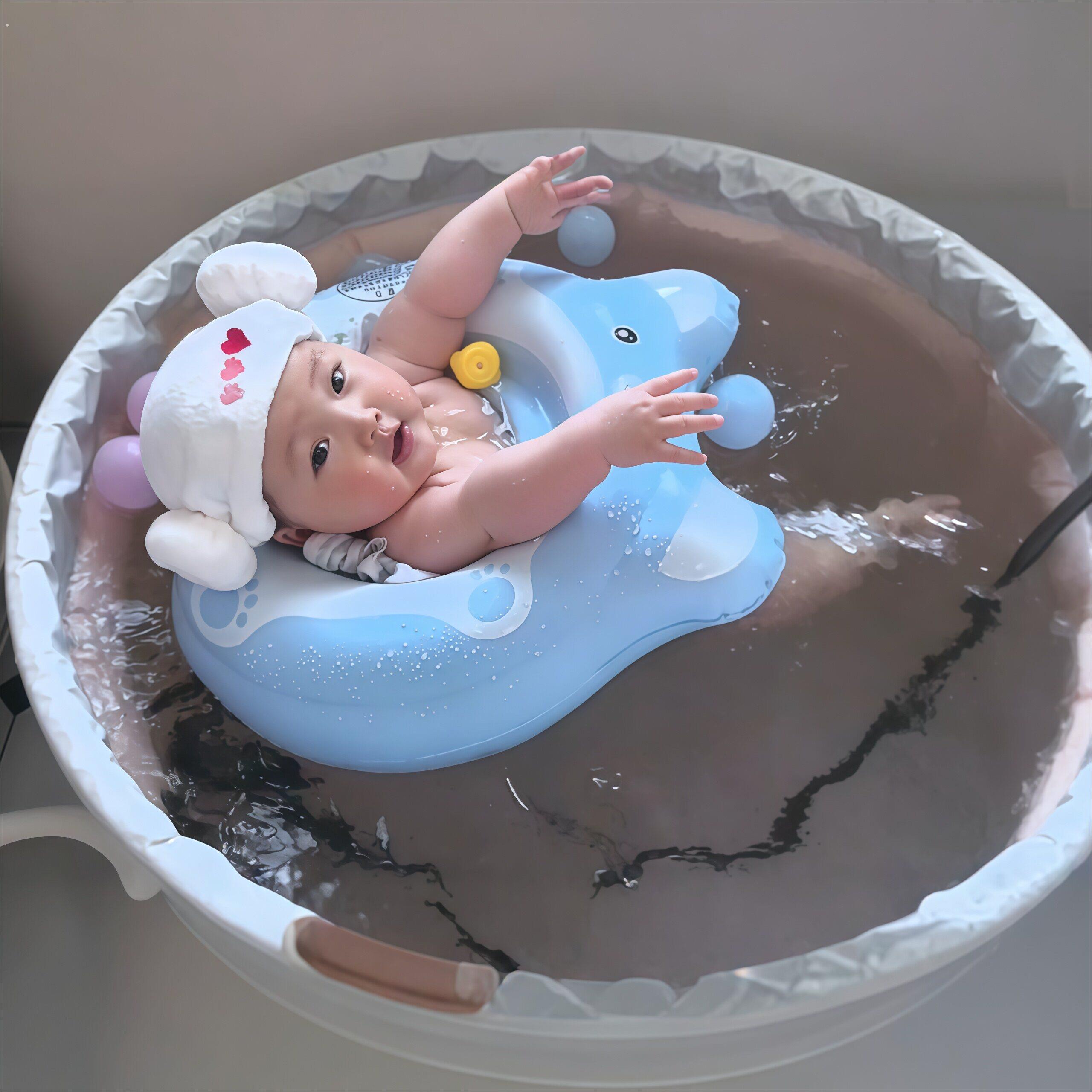 婴儿游泳圈0到3个月腋下圈家用新生儿小月龄宝宝泡澡洗澡游泳脖圈