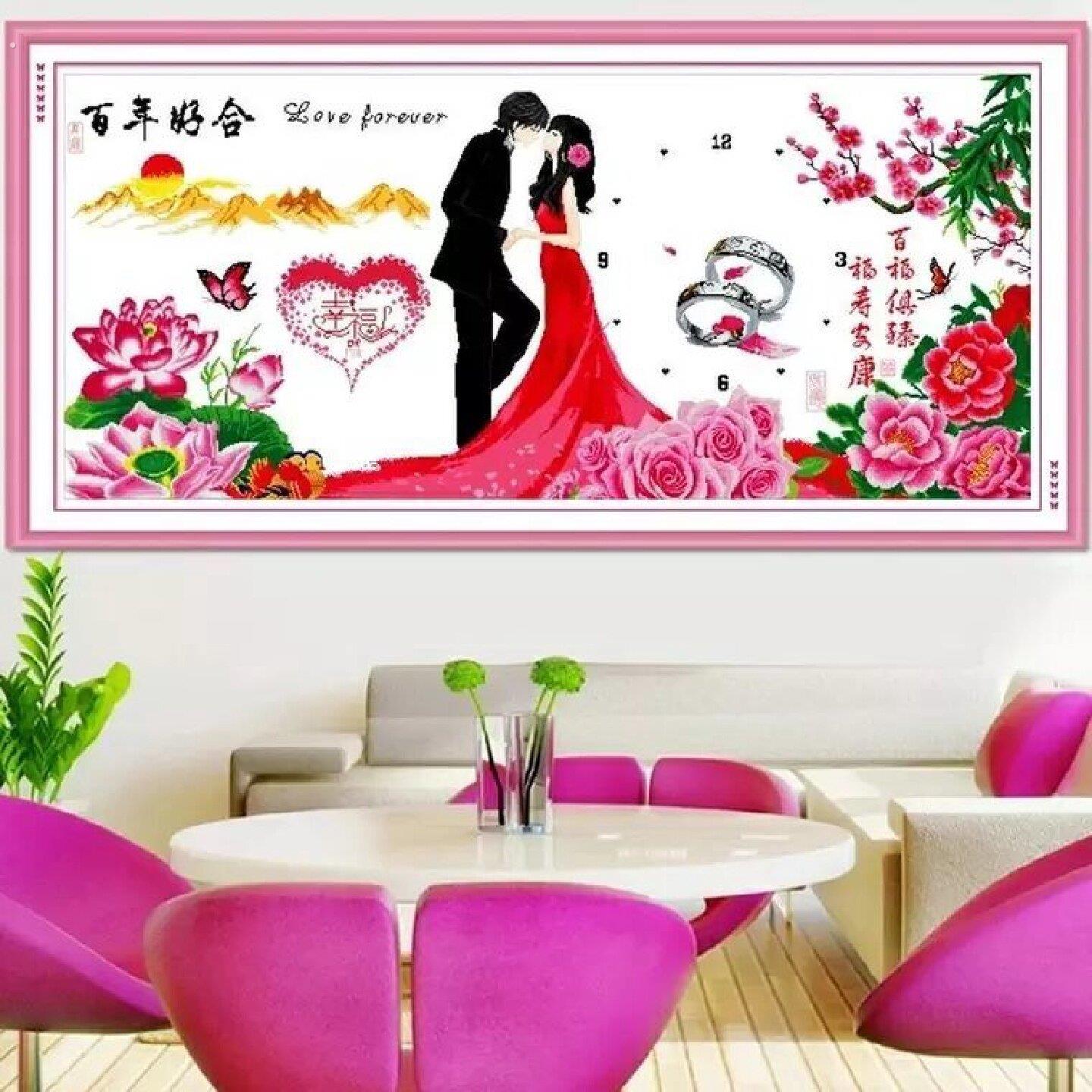 十字绣结婚婚礼卧室系列百年好合客厅喜庆婚庆2024新款线绣简单绣