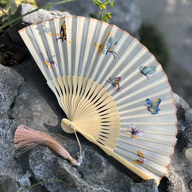 刺绣扇子折扇古风扇子旗袍苏绣双面绣女扇中国风新中式清冷配饰