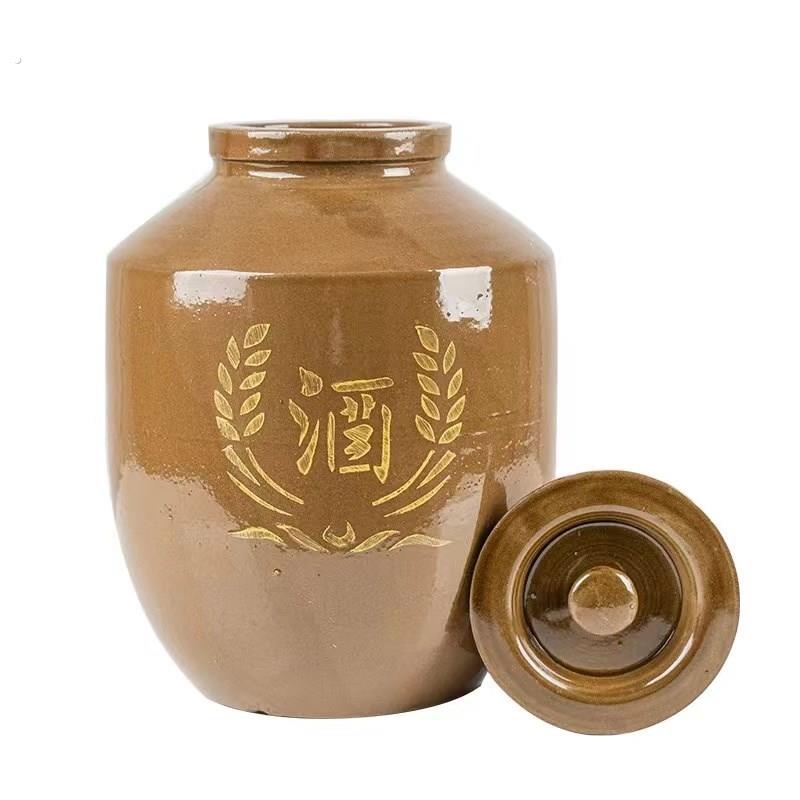 精品酒坛子白酒缸带盖子家用密封老式土陶酒罐50/100/200斤陶瓷大