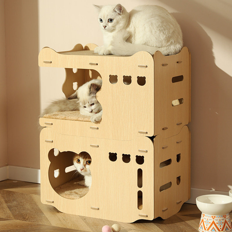 猫窝四季通用猫抓板可睡带猫窝春秋多猫咪方形木箱不粘毛双层猫屋