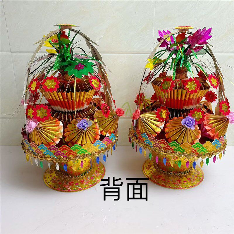 中秋赏月折纸折塔民间艺术手工入门DIY 清心花篮材料包