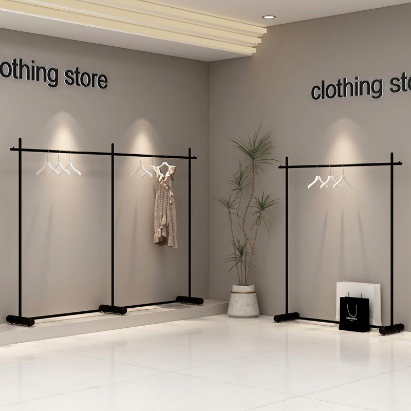 服装店衣架展示架落地简约铁艺女装店中岛陈列衣杆货架挂衣服架子