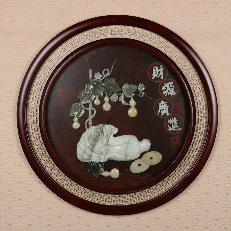 玉石画玉雕挂画 客厅 餐厅 装饰走廊餐厅玄关挂画实木木雕装饰画