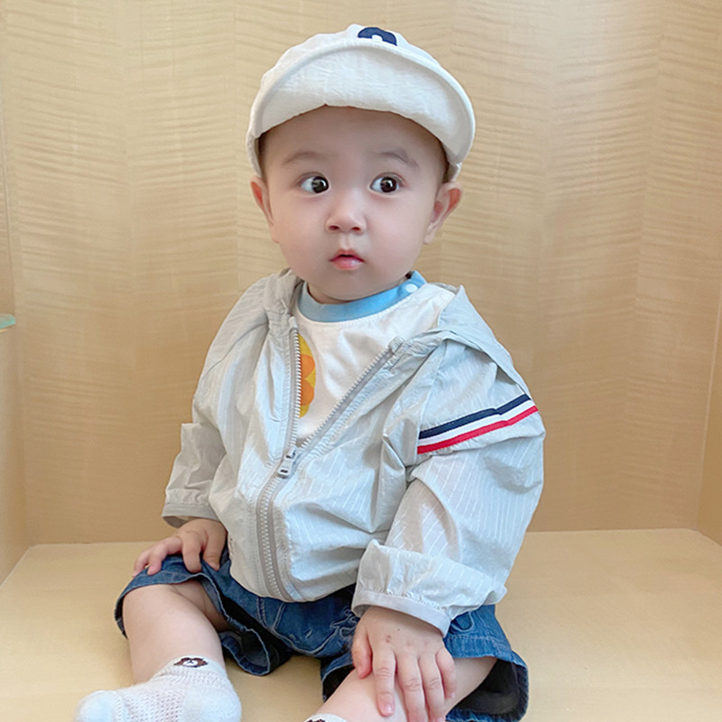 男女宝宝夏季透气薄款外套男童空调开衫衣服婴儿休闲连帽上衣夏装