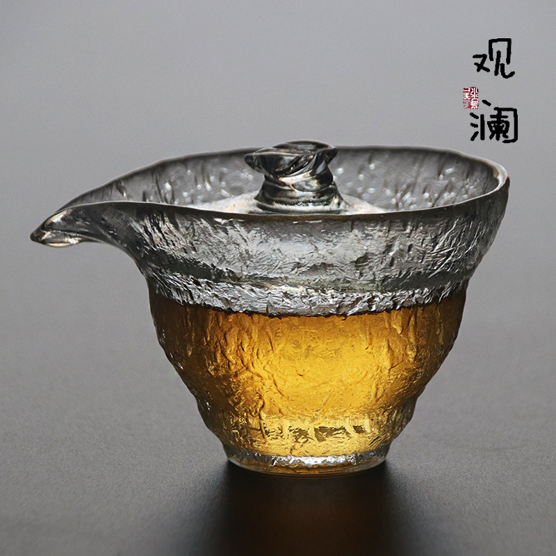 日式初雪加厚耐热玻璃三才盖碗手工茶杯功夫泡茶碗手抓壶茶具套装