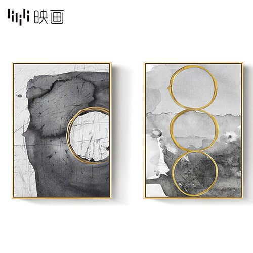 工业风壁画别墅样板房装饰画酒店挂画三联油画抽象沙发背景墙框画