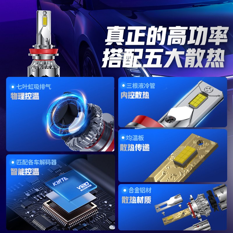 鲸特适用308标致3008标志408led大灯307泡206车灯508改装5008 301