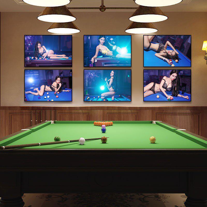 台球宝贝桌球女郎海报画棋牌室台球厅酒吧挂画球星明星美女